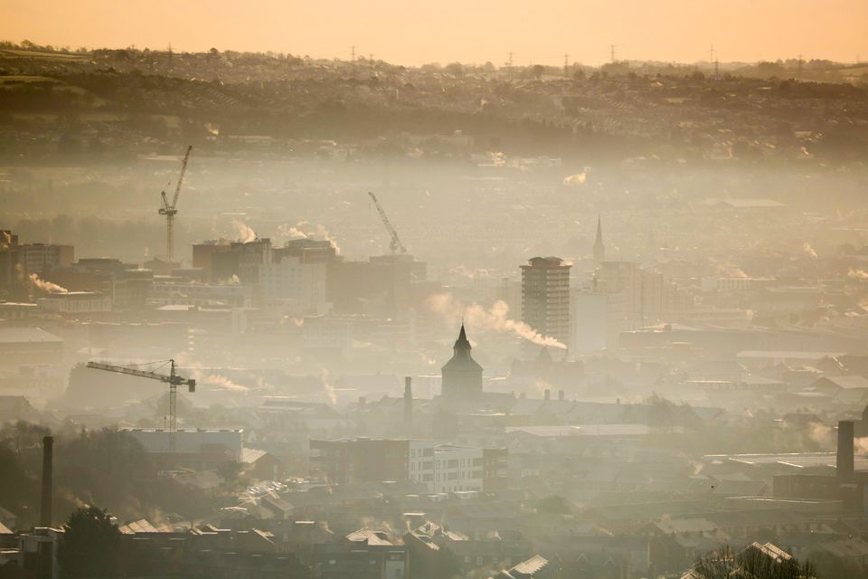 A view of Belfast from north of the city of the freezing conditions. Picture by Jonathan Porter/PressEye