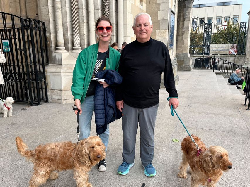 Angela Masterson and Fergus Drummond with Dove and Tinker 