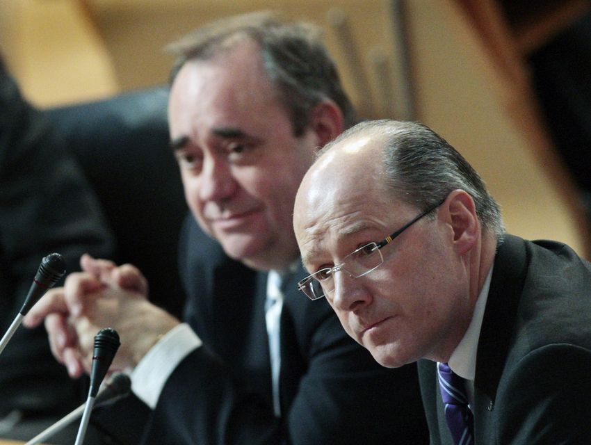 John Swinney as finance secretary with then first minister Alex Salmond in 2010 (PA)