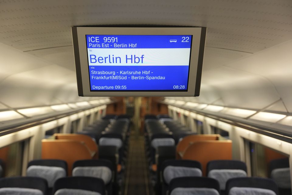 An inside view of the first Paris-Berlin high speed train (Aurelien Morissard/AP)