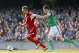 thumbnail: Picture - Kevin Scott / Presseye

Belfast , UK - May 27, Pictured is Northern Irelands Paddy McNair and Belarus' Siarhei Krivets in action during the last home game before heading to the Euros on May 27 2016 in Belfast , Northern Ireland ( Photo by Kevin Scott / Presseye)