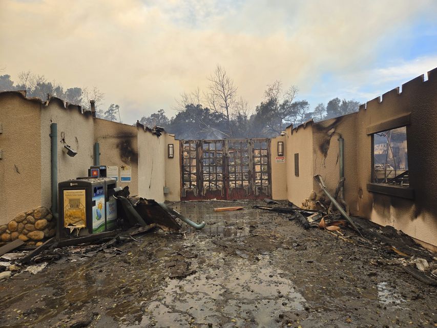 Wildfire damage at the Eaton Canyon Nature Centre (Los Angeles County Department of Parks and Recreation via AP)