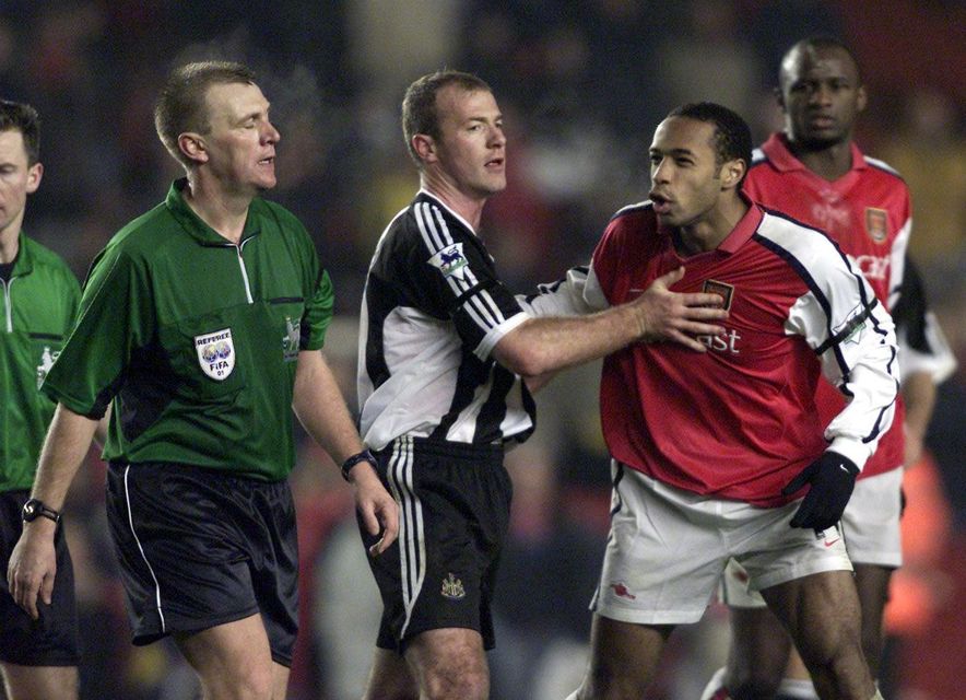 Arsenal striker Thierry Henry had to be restrained at the end of a stormy game at Highbury in December 2001 (Tom Hevezi/PA)