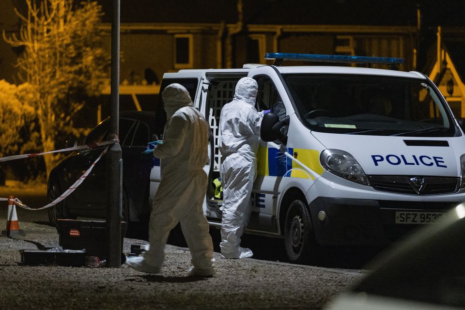 Police and forensic officers at the scene of a sudden death of a woman aged in her 80s in the Hawthorne Court area of Bangor on June 2nd 2024 (Photo by Kevin Scott)