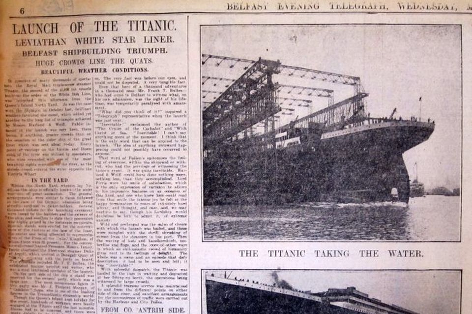 Launch of the Titanic, published in the Belfast Telegraph 31/5/1911