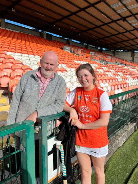 Raymond and daughter Maeve after one of her Armagh camogie matches