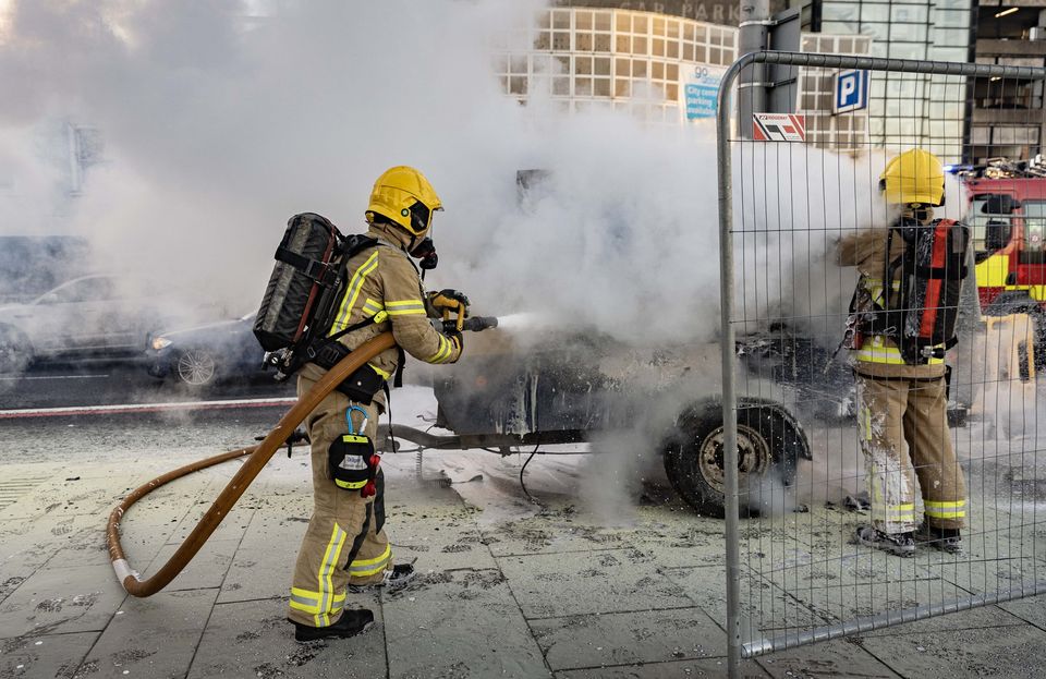 Firefighters battle a compressor fire in Belfast city centre (Photo by Kevin Scott)