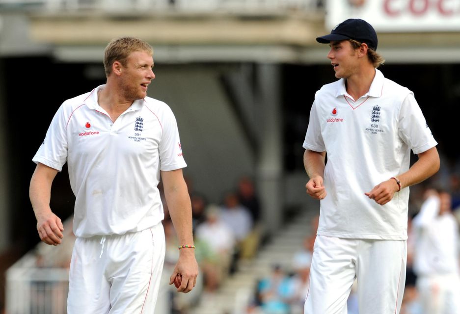 Andrew Flintoff, left, played alongside Stuart Broad in the 2009 Ashes (Anthony Devlin/PA)