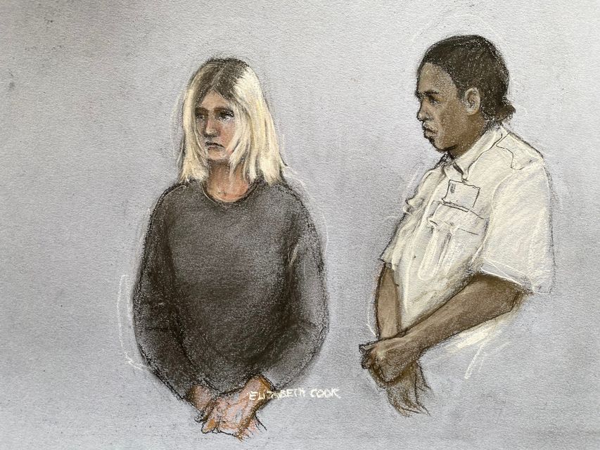 Court artist sketch of Virginia McCullough at an earlier court appearance (Elizabeth Cook/PA)