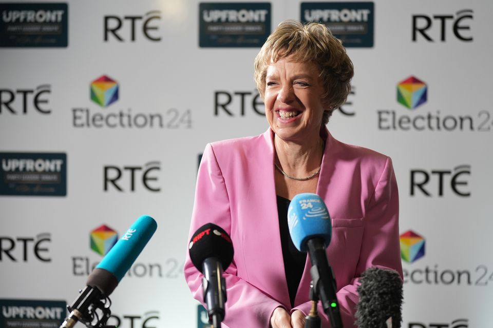 Ivana Bacik of the Labour Party arrives for the General Election leaders’ debate.