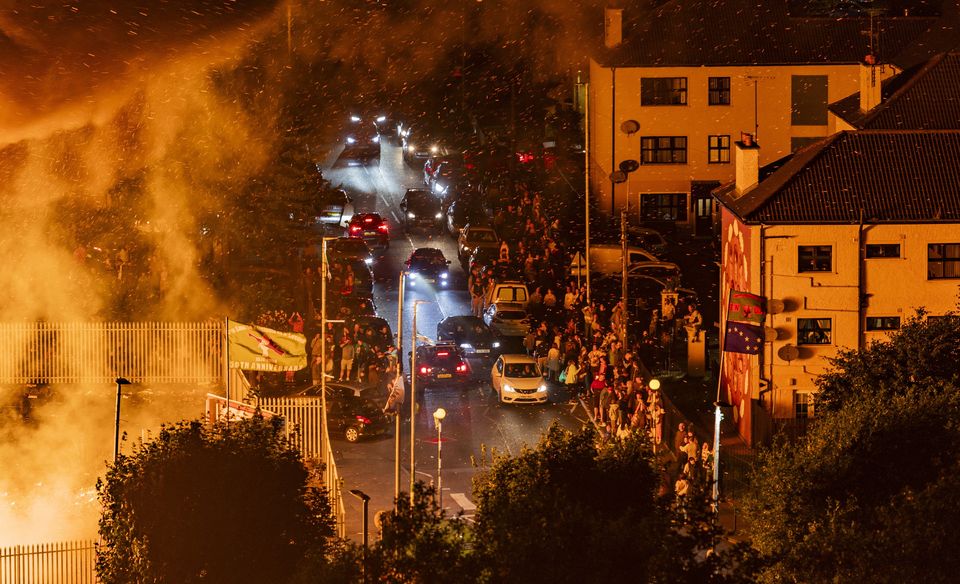 A bonfire is lit in the Bogside area of Derry on August 15th 2024 (Photo by Kevin Scott)