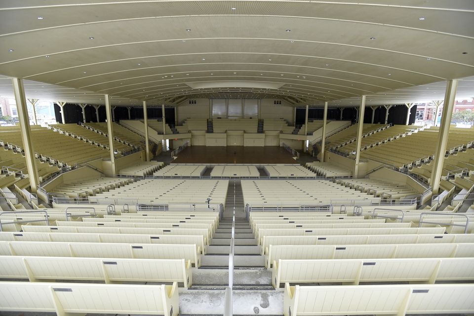 Chautauqua Amphitheatre, where author Sir Salman Rushdie was attacked in 2022 at the Chautauqua Institution in Chautauqua, New York (Adrian Kraus/AP)