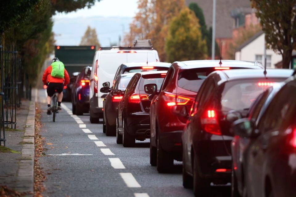 Traffic at a standstill on the Ravenhill Road in south Belfast (Picture by Peter Morrison)