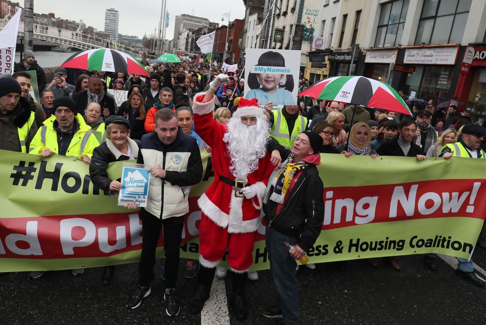 A man dressed as Santa joined the protest (Brain Lawless/PA)