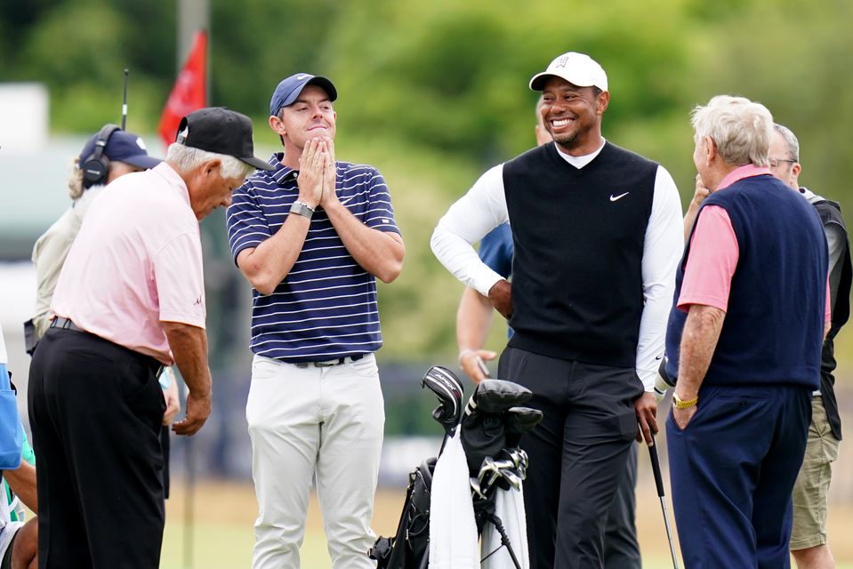McIlroy, second left, and Woods, third left, are part of a seven-member transaction subcommittee created by the PGA Tour (Jane Barlow/PA)