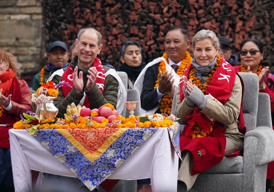 The Duke and Duchess of Edinburgh during a visit to the Gurung community centre and museum in Ghandruk (Yui Mok/PA) 