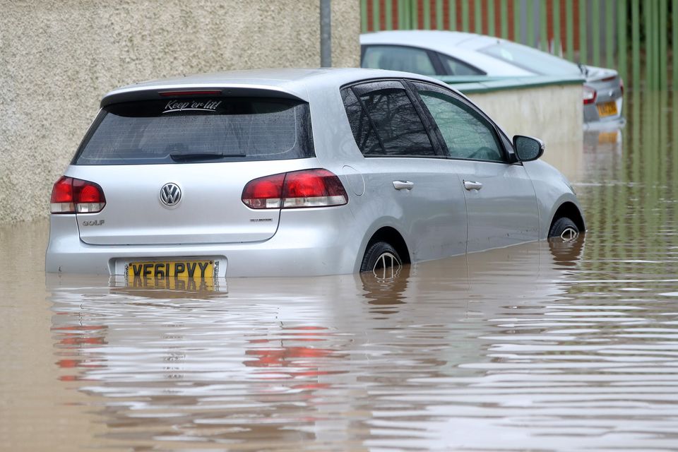 Flooding at Moat Park in Dundonald, Belfast. Photograph by Declan Roughan / Press Eye