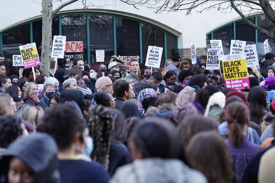 A demonstration outside Stoke Newington Police Station over the treatment of Child Q (Stefan Rousseau/PA)