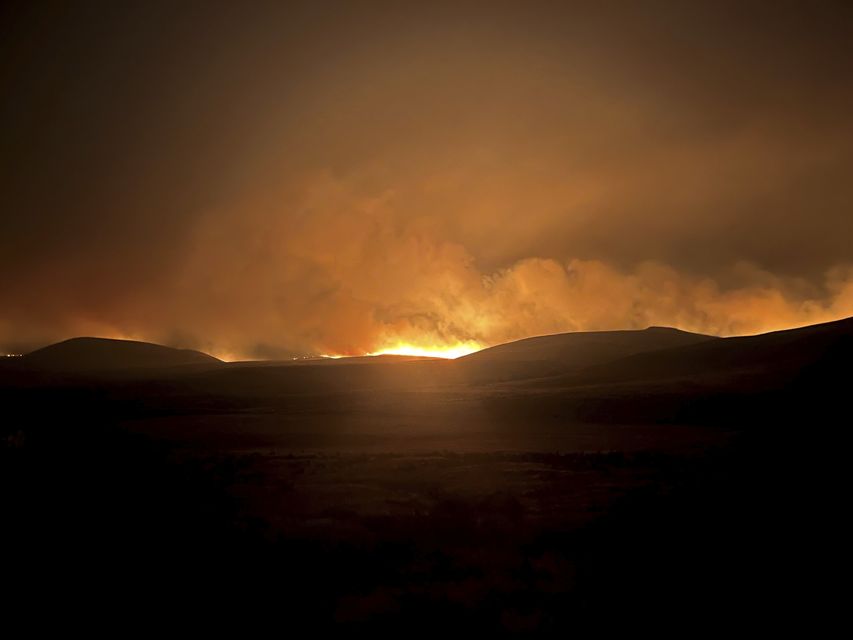 The Durkee Fire lights up the sky in eastern Oregon (Oregon Department of Transportation via AP)