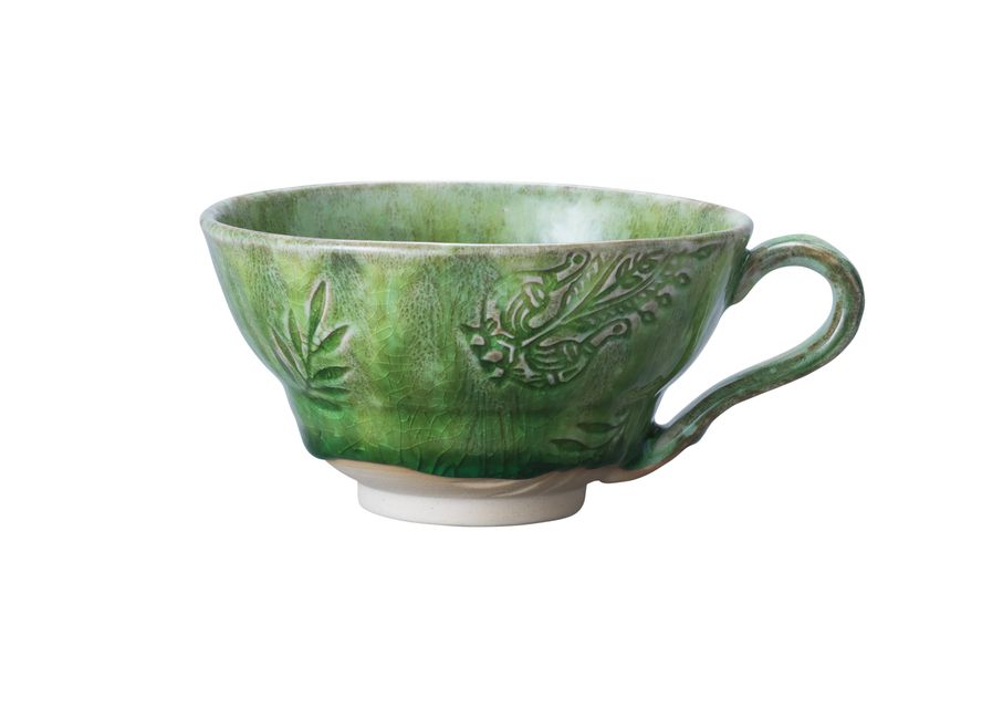 Crackle green cup, £32, Curated Living Limited