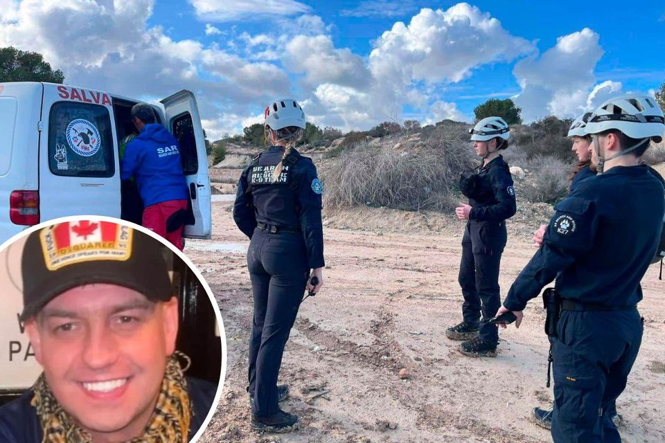 Search technicians from K9 Search and Rescue NI have travelled out to Alicante to help with the hunt for John George (inset)