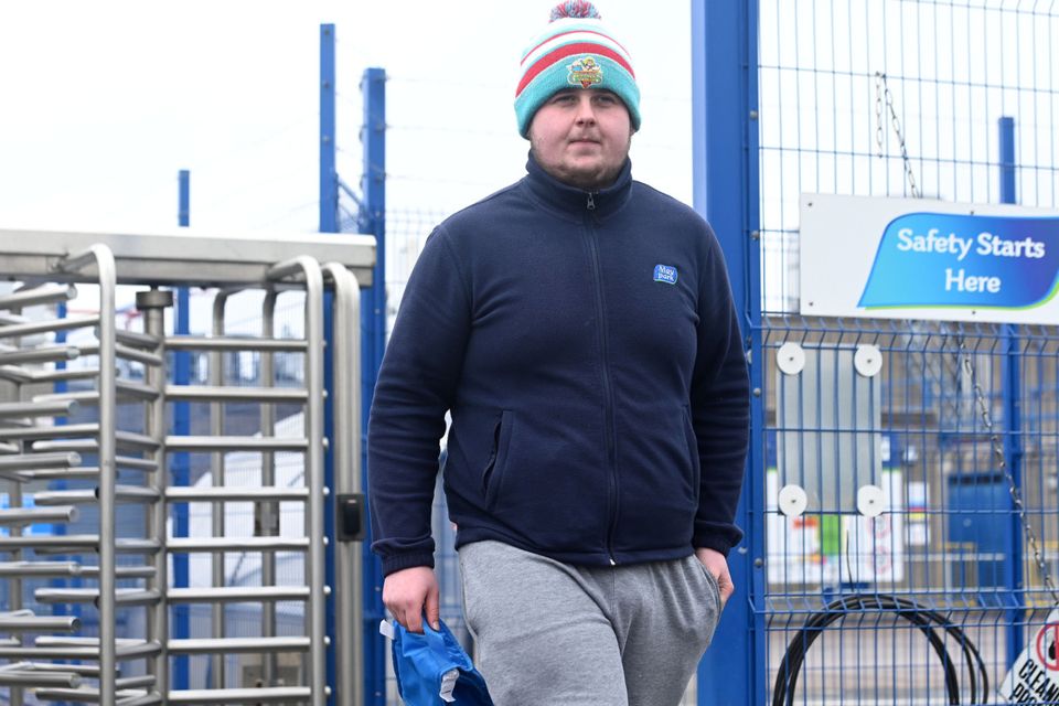 A worker walks out at Moy Park in Portadown