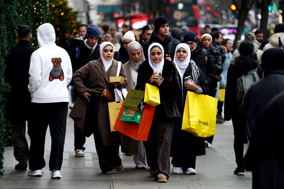 Shoppers flock to London’s Oxford Street in the search for bargains in the Boxing Day sales (Jordan Pettitt/PA)