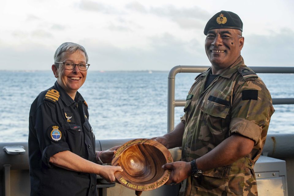 Commander Yvonne Gray, left, was in charge of the vessel which sank (New Zealand Defence Force via AP)