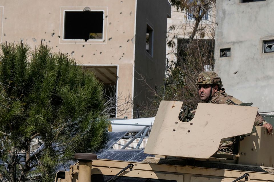 Lebanese soldiers enter a neighbourhood in the southern Lebanese village of Aitaroun (AP Photo/Bilal Hussein)