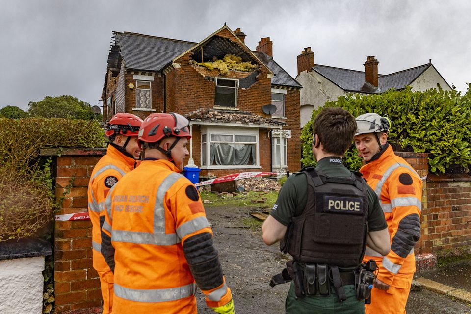 Search and rescue teams deployed on the Antrim Road in Belfast following a property collapse during Storm Eowyn on January 24, 2025 (Photo by Kevin Scott)