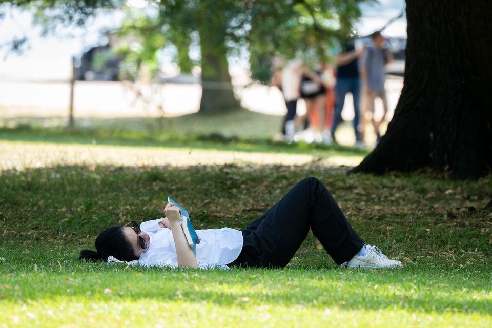 A person reads a book in Hyde Park, London during recent warm weather (Aaron Chown/PA)