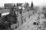 thumbnail: Looking along the Ormeau Road to the gasworks from Short & Harlands recreation club. 19/3/1948