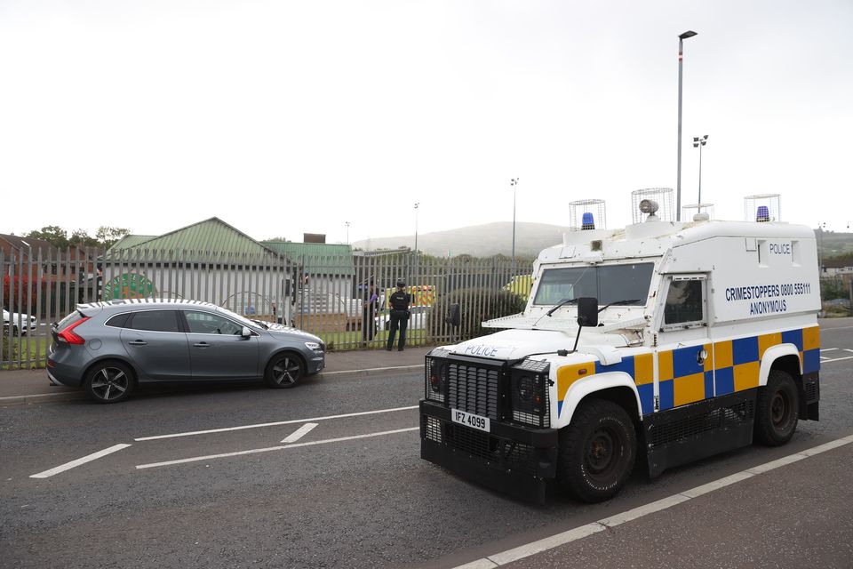An armoured vehicle at the social club (Liam McBurney/PA)