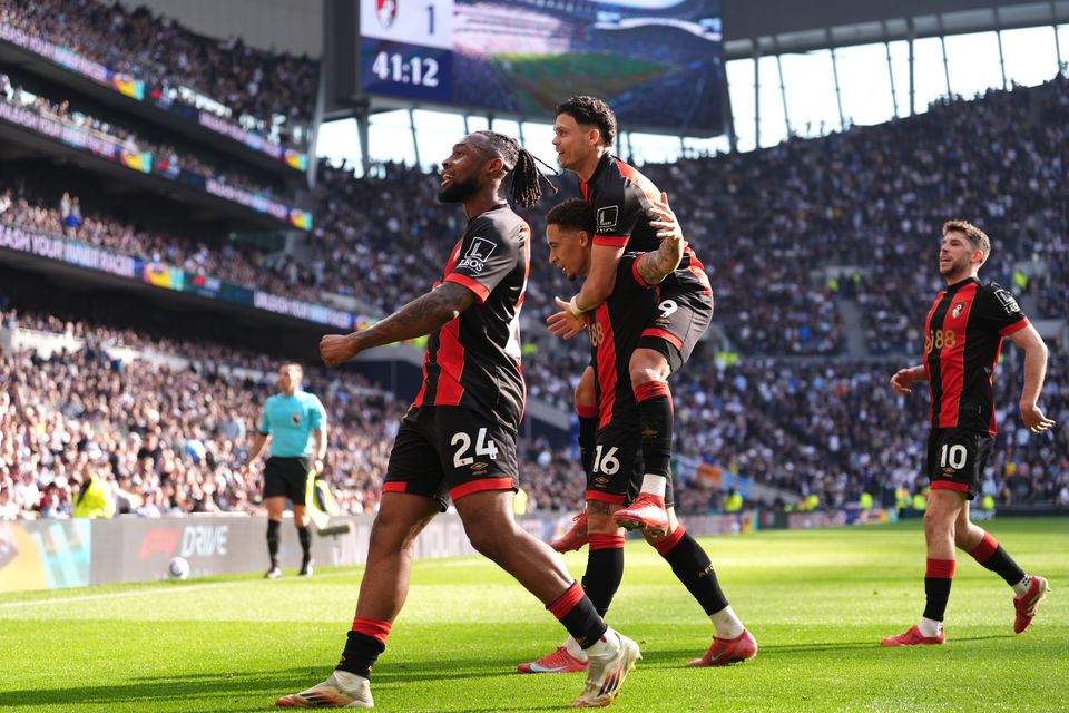 Marcus Tavernier (centre) helped Bournemouth build a 2-0 lead at Spurs (Bradley Collyer/PA)