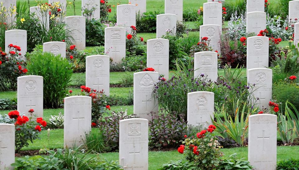 THIEPVAL, FRANCE - JULY 01:  War graves at Thiepval Memorial to the Missing of the Somme during Somme Centenary Commemorations on July 1, 2016 in Thiepval, France. Today marks exactly 100 years since the beginning of the battle of the Somme.  (Photo by Chris Jackson/Getty Images)