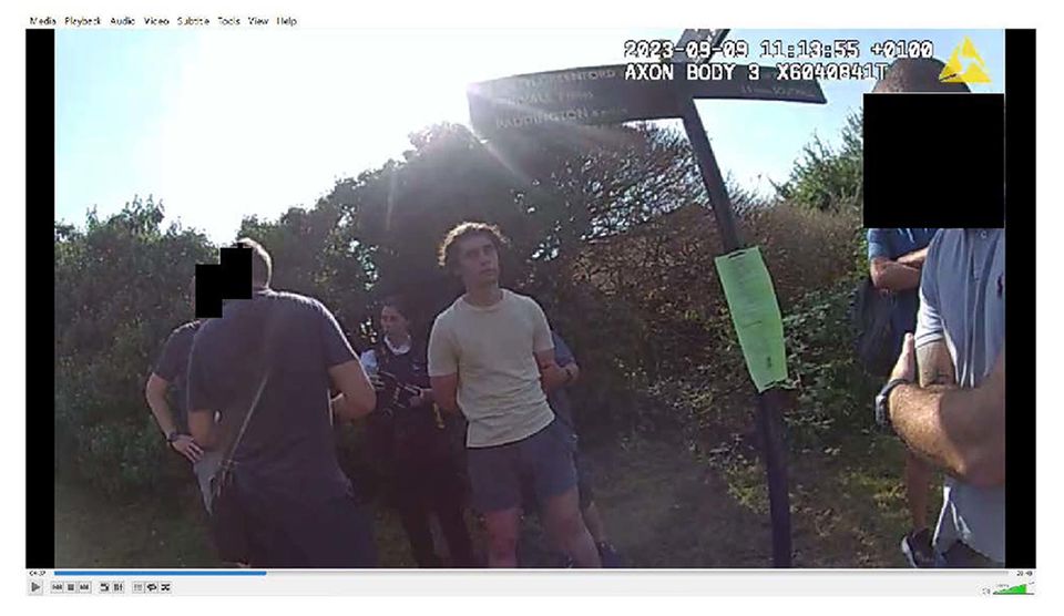 Daniel Khalife being arrested at Grand Union Canal towpath near Rowdell Road, Northolt (Met Police)