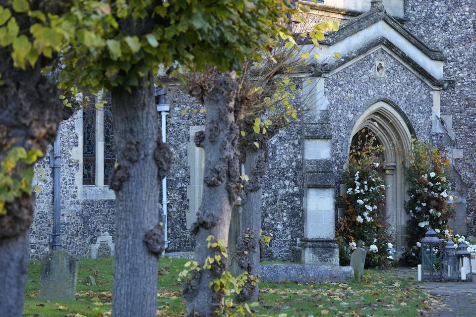 Mourners are gathering ahead of the funeral service (Andrew Matthews/PA)