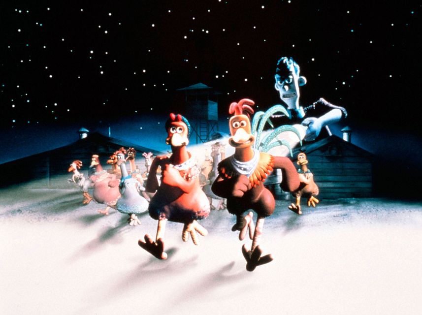 Ginger (JULIA SAWALHA), Rocky the Rooster (MEL GIBSON) and Mrs. Tweedy (MIRANDA RICHARDSON) from Chicken Run