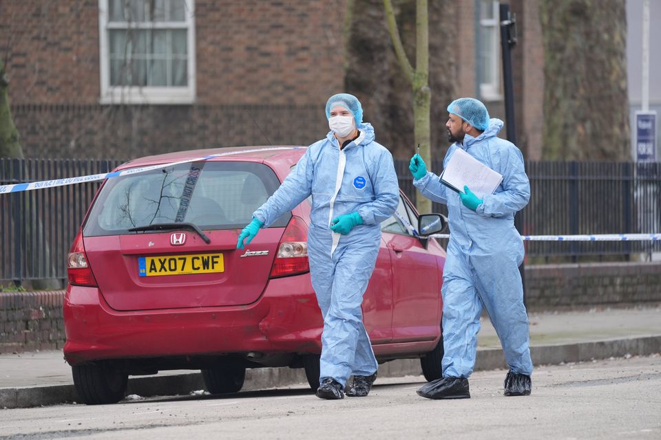 Police at the scene in Bodney Road in Hackney, east London (Yui Mok/PA)