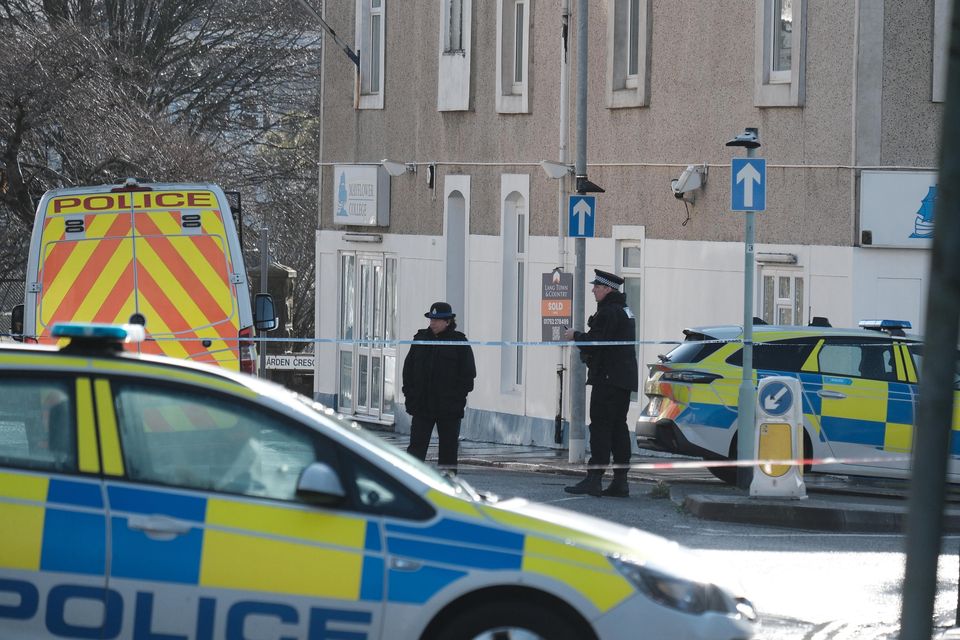 A police cordon near West Hoe Road (Matt Keeble/PA)