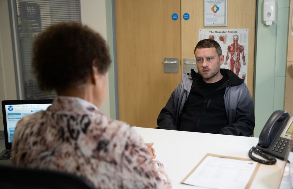 A scene from Coronation Street in which a neurologist tells Paul Foreman, played by Peter Ash, that he is showing symptoms of motor neurone disease (ITV/PA)