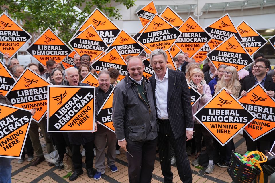 Liberal Democrat leader Sir Ed Davey and MP Paul Kohler during the general election (Yui Mok/PA)