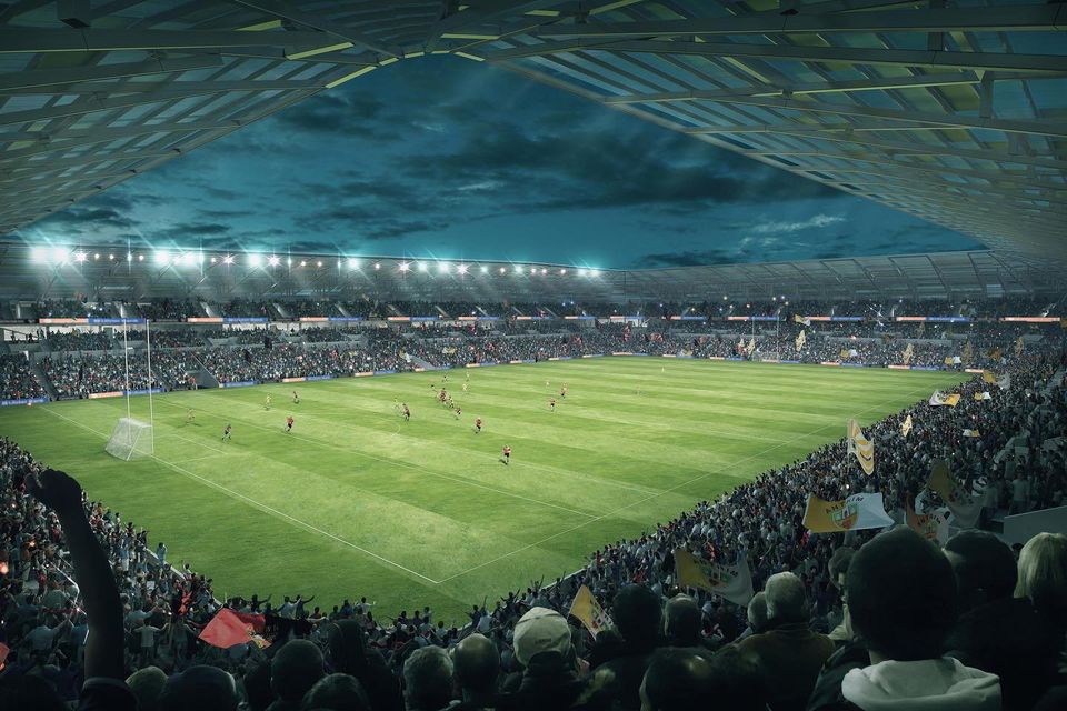An artist’s impression of a redeveloped Casement Park in west Belfast