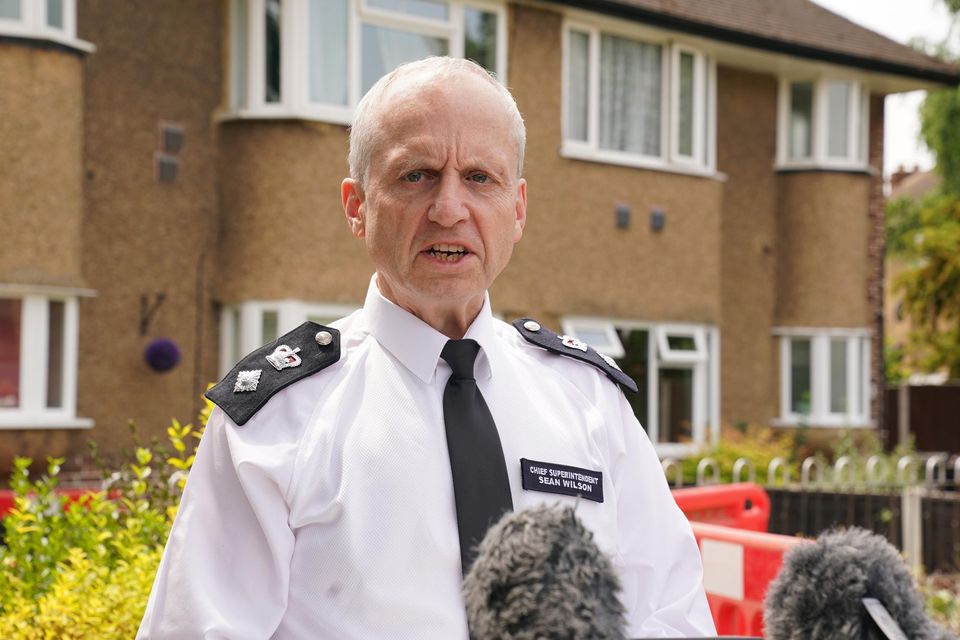 Chief Superintendent Sean Wilson gives a statement to the media (Lucy North/PA)