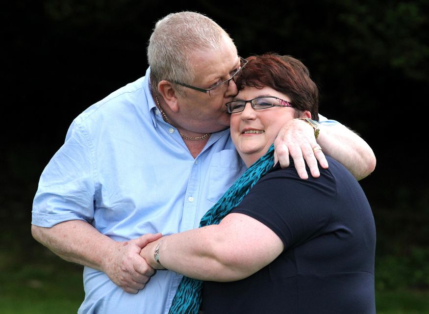 Colin and Chris Weir, from Largs in Ayrshire, celebrate during a photo call at the Macdonald Inchyra Hotel & Spa in Falkirk (Andrew Milligan/PA)