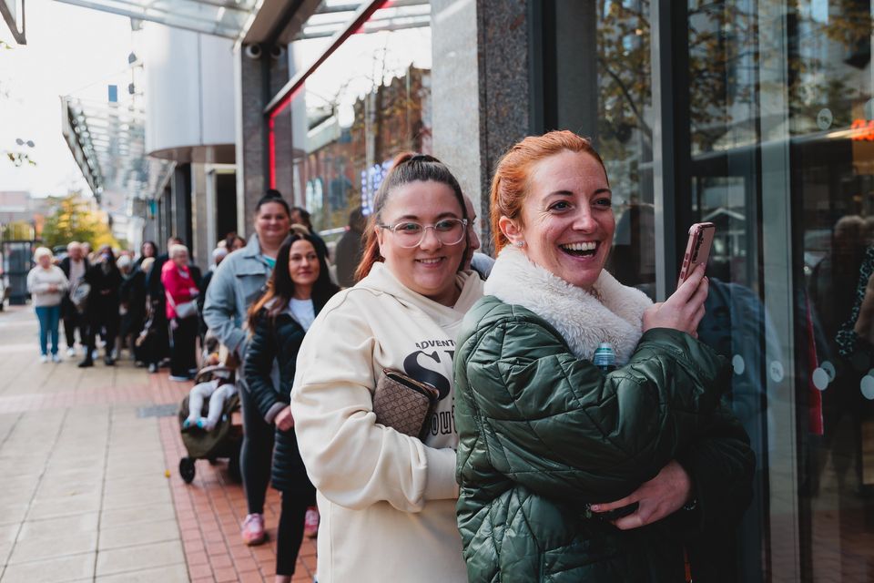 TK Maxx customers queueing outside the TK Maxx store at CastleCourt Shopping Centre.