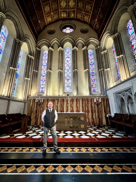 Dean Allen, 70, ticked off a ‘bucket list wish’ by spending the day as a porter at Jesus College, Cambridge (Simon Durrant/PA)