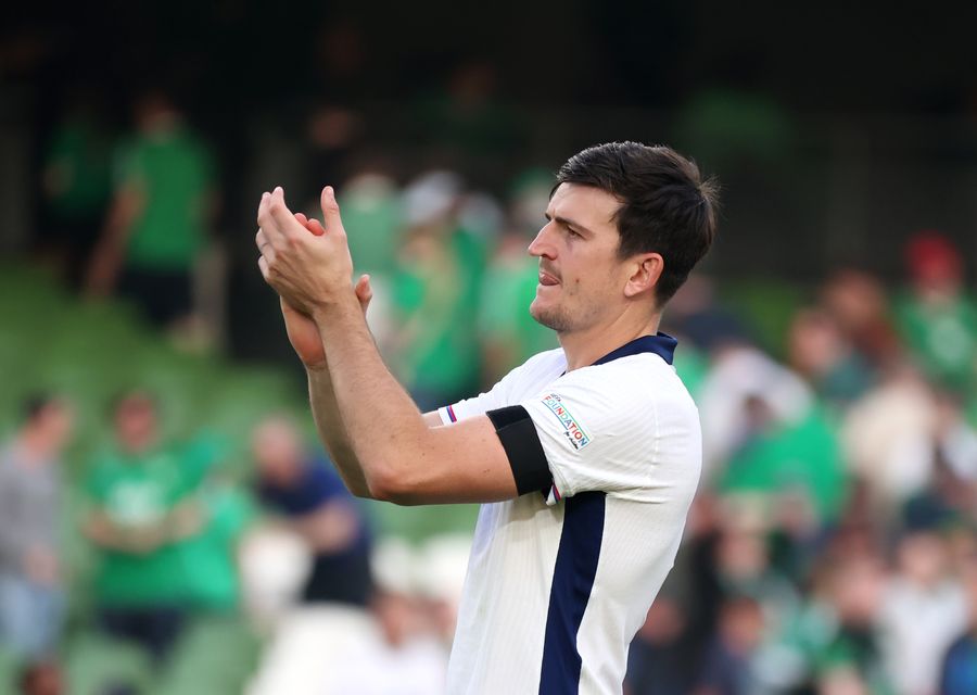 Harry Maguire applauds the England fans following the Nations League Group win over the Republic of Ireland (Evan Treacy/PA)