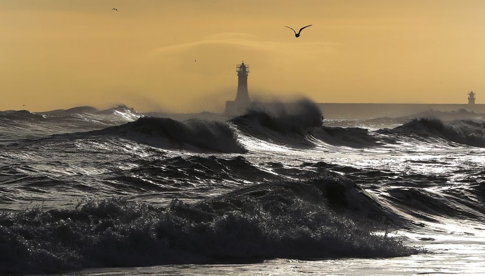 Rough seas along the Longsands at Tynemouth on the North East coast of England (Owen Humpreys/PA)