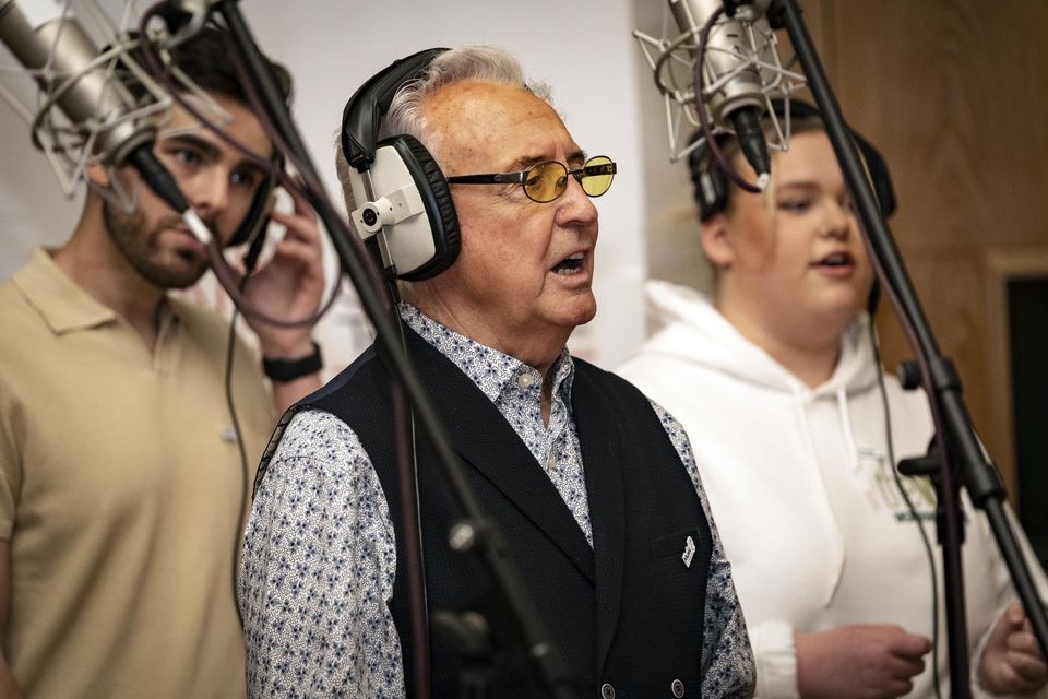 Tony Christie recording with the Music for Dementia charity